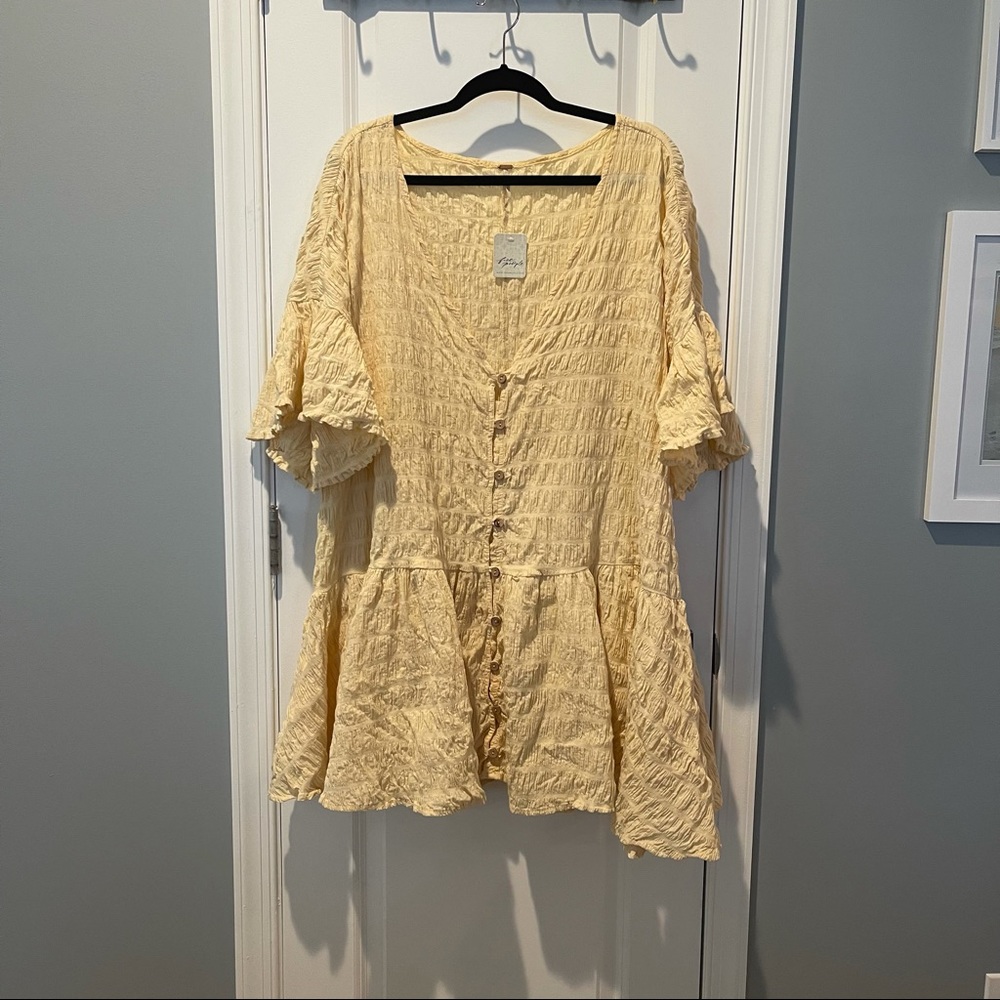 Free People Kaylani Tunic Mini Dress Yellow XL